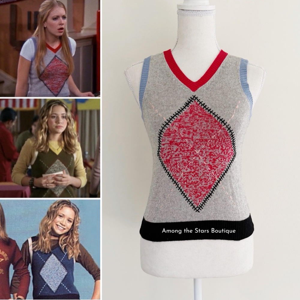 NWT Rare Y2K Vintage Grey Silk + Cashmere Sweater Vest ASO Sabrina Spellman